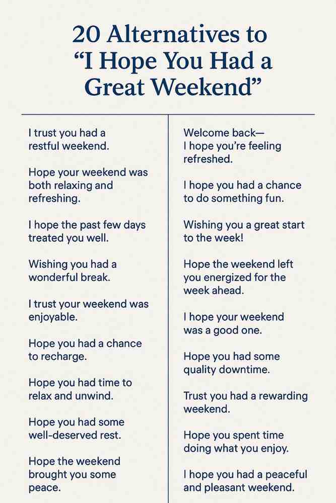 Alternatives to “I Hope You Had a Great Weekend”